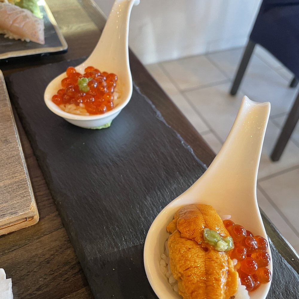 Hashi Gawa - Ikura nigiri and uni and ikura. So fresh - Japanese Near Me - Alameda, California Hashi Gawa - Ikura nigiri and uni and ikura. So fresh - Japanese Near Me - Alameda, California