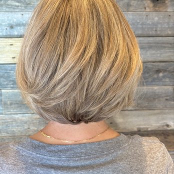 Downtown Refinery Salon - Had long shoulder blade length hair, transitioned into shorter fresh graduated bob for Spring.  -Amber - Hair Salons Near Me - Boulder, Colorado