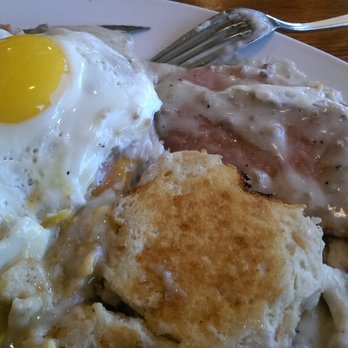 Mr A's Restaurant - Half taken apart, more thick cut ham and a great fluffy biscuit. - Breakfast & Brunch Near Me - Roselle, Illinois