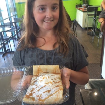 T-Cups Cafe - The most amazing crepe with Nutella, strawberries, bananas, ice cream, and caramel. Even the crepe by itself was delicious. YUM! - Desserts Near Me - Modesto, California