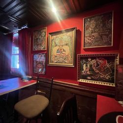 Walls are covered with some great art work.