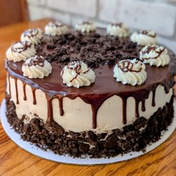 Baker on the Square - Chocolate Peanut Butter Cake topped with our Belgian Chocolate Ganache