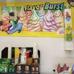 Lucky R Convenient - They have Flavour bursts soft serve ice cream.