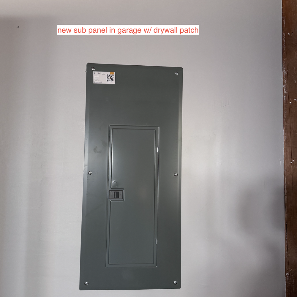 Voltyx - new sub panel in garage w/ drywall patch - Electricians Near Me - Fremont, California Voltyx - new sub panel in garage w/ drywall patch - Electricians Near Me - Fremont, California