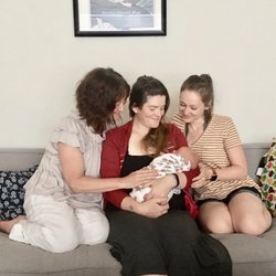South Bay Birth Services - Kersti & Wendy with baby and I! They were in this journey with us 100%