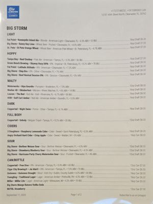 Menu photo 6 Big Storm Brewery- Clearwater Clearwater, FL Menu photo 6 Big Storm Brewery- Clearwater Clearwater, FL