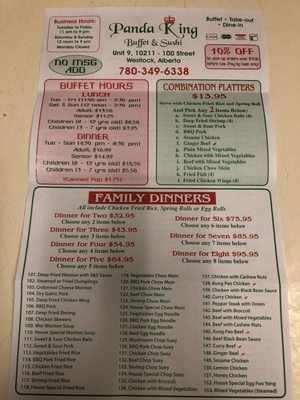 Menu photo 6 Panda King Westlock, AB
