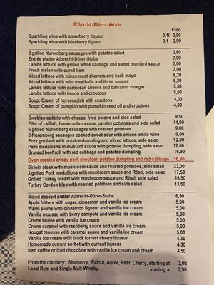Menu photo 2 Albrecht-Dürer-Stube Nuremberg, BY