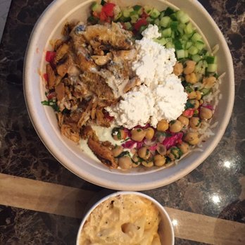 YAFO Kitchen - Rice, Tzatziki, Shawarma Chicken, Tahini, Tomato, Cucumber, Tabbouleh, Cabbage, Feta, Chickpeas, Cucumber & Tomato Salad. Mac & Cheese. - Middle Eastern Near Me - Charlotte, North Carolina