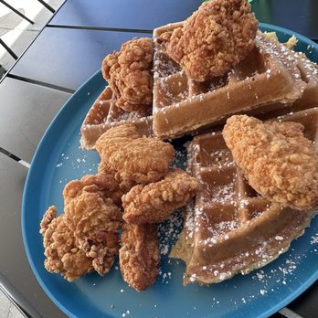 Waffle Monkey - Chicken & Waffles. It's boneless but very juicy - Breakfast & Brunch Near Me - Bonita Springs, Florida