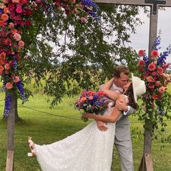 Arch and bridal flowers