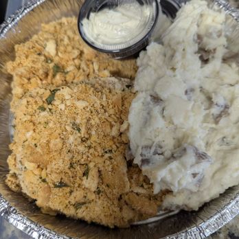 Copper Cellar Market Place - Pork chops herbed breaded, garlic mashed potatoes and white gravy. - Meat Shops Near Me - Knoxville, Tennessee Copper Cellar Market Place - Pork chops herbed breaded, garlic mashed potatoes and white gravy. - Meat Shops Near Me - Knoxville, Tennessee