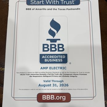 AMP Electric - A BBB Member since 2015, give us a call for your electrical needs - Electricians Near Me - Amarillo, Texas