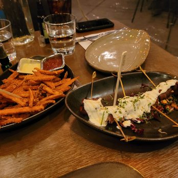 Root Down - Sweet potato fries and Devils on Horseback - New American Near Me - Denver, Colorado Root Down - Sweet potato fries and Devils on Horseback - New American Near Me - Denver, Colorado