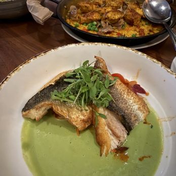 Casa Córdoba - Pan seared Branzino fillet over carrot tomato salad - Spanish Near Me - Montrose, California