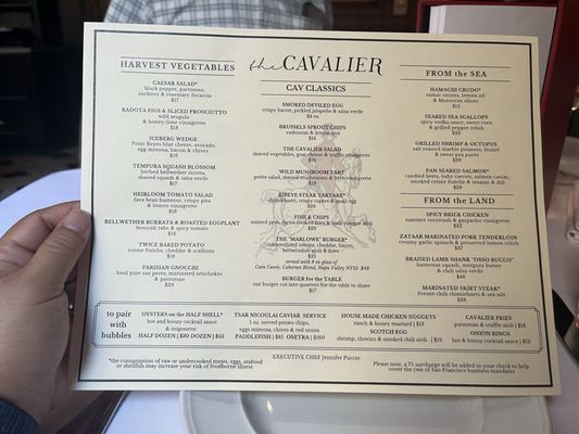 Menu photo 5 The Cavalier San Francisco, CA