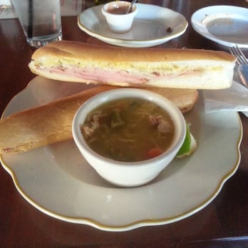 El Criollo Bar & Grill - Cubano sandwich with chicken soup. - Cuban Near Me - Burbank, California