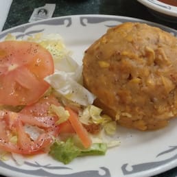 La Borincana - Plain Mofongo with salad, rice and beans. By far the most moist mofongo I've had. Made to order so it can take a bit. - bagels, food, bagel - Puerto Rican Near Me - Milwaukee, Wisconsin