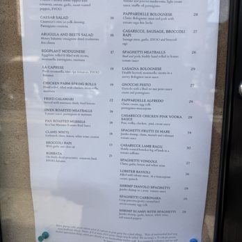 Casarecce - Menu - Italian Near Me - Boston, Massachusetts