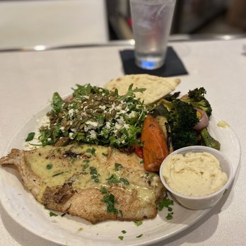 Olive Pit Grill - Brea - $18 FILLET OF SOLE: LOVED THIS! Good fish portion, sides: ROCKA SALAD (amazing) & GRILLED VEGGIES (great the grill flavor) comes w/ pita - Greek Near Me - Brea, California Olive Pit Grill - Brea - $18 FILLET OF SOLE: LOVED THIS! Good fish portion, sides: ROCKA SALAD (amazing) & GRILLED VEGGIES (great the grill flavor) comes w/ pita - Greek Near Me - Brea, California