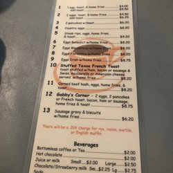 Gabbys Place - Menu