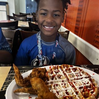 Wafflez N Creamz - My grandson and his party waffle and fried chicken. - Chicken Shop Near Me - Houston, Texas Wafflez N Creamz - My grandson and his party waffle and fried chicken. - Chicken Shop Near Me - Houston, Texas