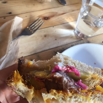 Zak The Baker - Sabich sandwich- egg, tahini, eggplant, mango preserve on their homemade delicious bread - Kosher Near Me - Miami, Florida