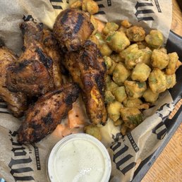 Smoked, grilled wings & Fried Okra Smoked, grilled wings & Fried Okra