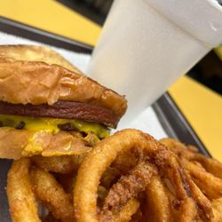 Dairyette Plus  - Smoked bologna sandwich and onion rings