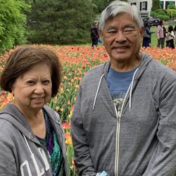 Canadian Tulip Festival - In front of a tulip bed