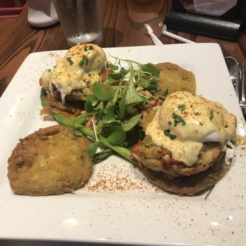 Miss Shirley's Cafe, Roland Park - Crab Cake & Fried Green Tomato Eggs Benedict - American Near Me - Baltimore, Maryland Miss Shirley's Cafe, Roland Park - Crab Cake & Fried Green Tomato Eggs Benedict - American Near Me - Baltimore, Maryland