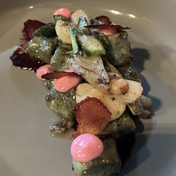 Asheville Proper - Foraged gnocchi. We wanted to lick the plate because the hibiscus glazed was so good! - Tapas/Small Plates Near Me - Asheville, North Carolina Asheville Proper - Foraged gnocchi. We wanted to lick the plate because the hibiscus glazed was so good! - Tapas/Small Plates Near Me - Asheville, North Carolina