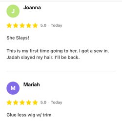 Jadah Blooms Hair - Client reviews