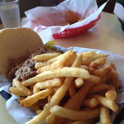 Shredded pork on bun