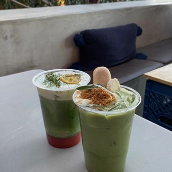 Daydrift - strawberry yuzu matcha & banana pudding matcha - Coffee & Tea Near Me - Costa Mesa, California