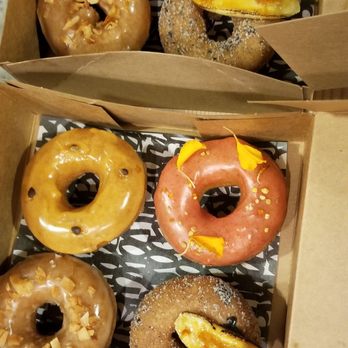 Holey Grail Donuts - Tasting box with lilikoi, guava, sesame, and coconut - Donuts Near Me - Honolulu, Hawaii Holey Grail Donuts - Tasting box with lilikoi, guava, sesame, and coconut - Donuts Near Me - Honolulu, Hawaii