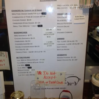 Grady's BBQ - Grady's Menu - and note - they do not accept either credit or debit cards. - Barbeque Near Me - Indian Springs, North Carolina Grady's BBQ - Grady's Menu - and note - they do not accept either credit or debit cards. - Barbeque Near Me - Indian Springs, North Carolina