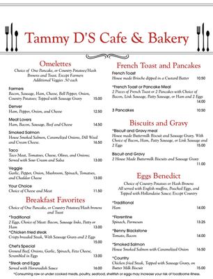 Menu photo 4 Tammy D's Cafe & Bakery Mulino, OR