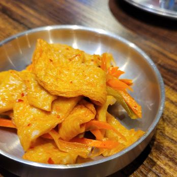 ON Korean Kitchen - Banchan #6 - marinated fish cake.  Lovely. - Korean Near Me - Corona, California