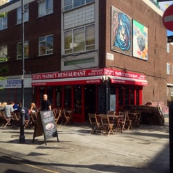 Corner of Whitecross and Banner. Near closing. Often loads of people outside at breakfast