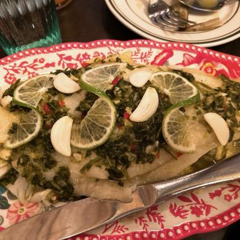Saranrom Thai - li Steamed Fish with Spicy Garlic Lime Sauce - Thai Near Me - Elmhurst, New York