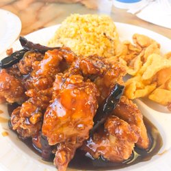 Lotus Express - General Chicken with Fried Rice and Crab Rangoon