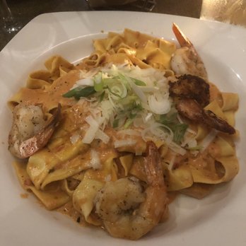 Pastabilities - Wicky wicky chicken riggie with pappardelle pasta and jumbo shrimp. - Italian Near Me - Syracuse, New York Pastabilities - Wicky wicky chicken riggie with pappardelle pasta and jumbo shrimp. - Italian Near Me - Syracuse, New York