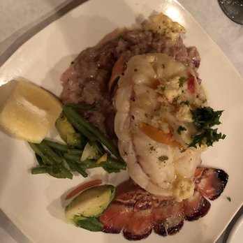 Vintage On 5th - Broiled lobster tail, sun dried tomato risotto & mixed veggies - New American Near Me - Crystal River, Florida Vintage On 5th - Broiled lobster tail, sun dried tomato risotto & mixed veggies - New American Near Me - Crystal River, Florida