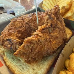 Medium tenders on a bed of Texas toast, delicious