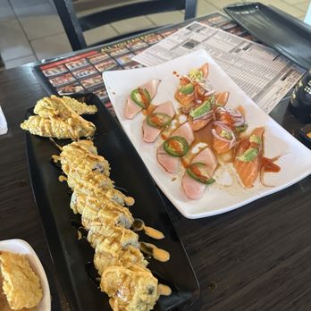 RYU SUSHI - Philly Crunch Roll + Heart Attack Roll + Salmon and Albacore Carpaccio - Sushi Bars Near Me - Temecula, California
