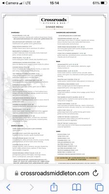 Menu photo 1 Crossroads Kitchen & Bar Middleton, MA Menu photo 1 Crossroads Kitchen & Bar Middleton, MA