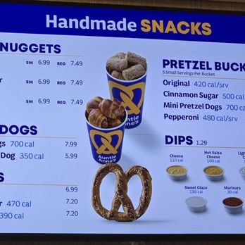 Auntie Anne's & Cinnabon - Auntie Anne's menu as of 7/9/2024 - Bakeries Near Me - Menomonee Falls, Wisconsin Auntie Anne's & Cinnabon - Auntie Anne's menu as of 7/9/2024 - Bakeries Near Me - Menomonee Falls, Wisconsin