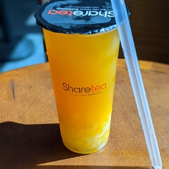 Sharetea - Iced mango green tea with lychee jelly. Very refreshing on a hot summer day. - Bubble Tea Near Me - Las Vegas, Nevada Sharetea - Iced mango green tea with lychee jelly. Very refreshing on a hot summer day. - Bubble Tea Near Me - Las Vegas, Nevada