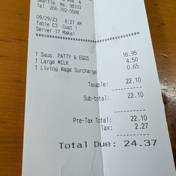 Beth's Cafe - My check - American Near Me - Seattle, Washington